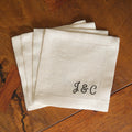 Custom Linen Cocktail Napkins, Script Initials Font - Set of 4