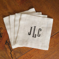 Custom Linen Cocktail Napkins, Modern Monogram Font - Set of 4