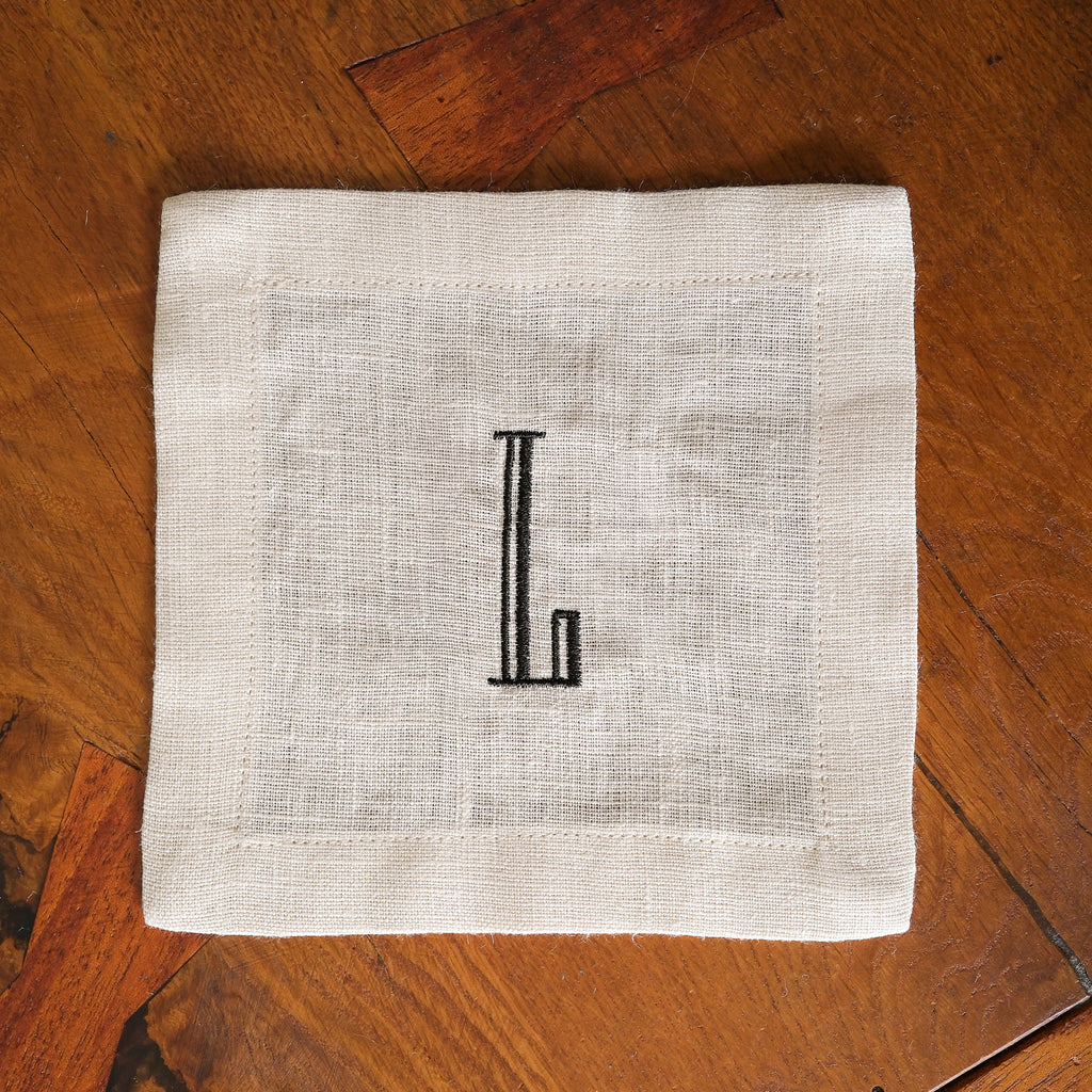 Custom Linen Cocktail Napkins, Modern Monogram Font - Set of 4