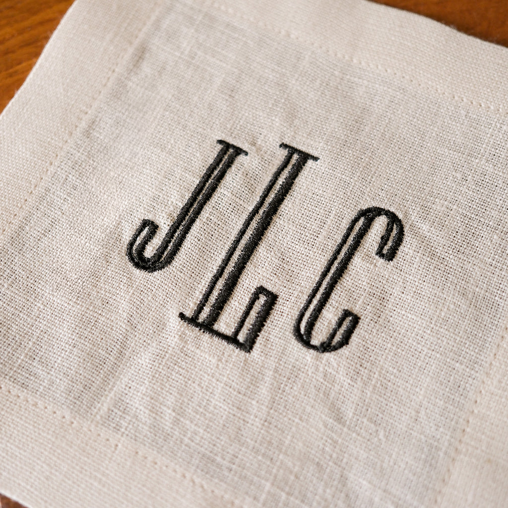 Custom Linen Cocktail Napkins, Modern Monogram Font - Set of 4