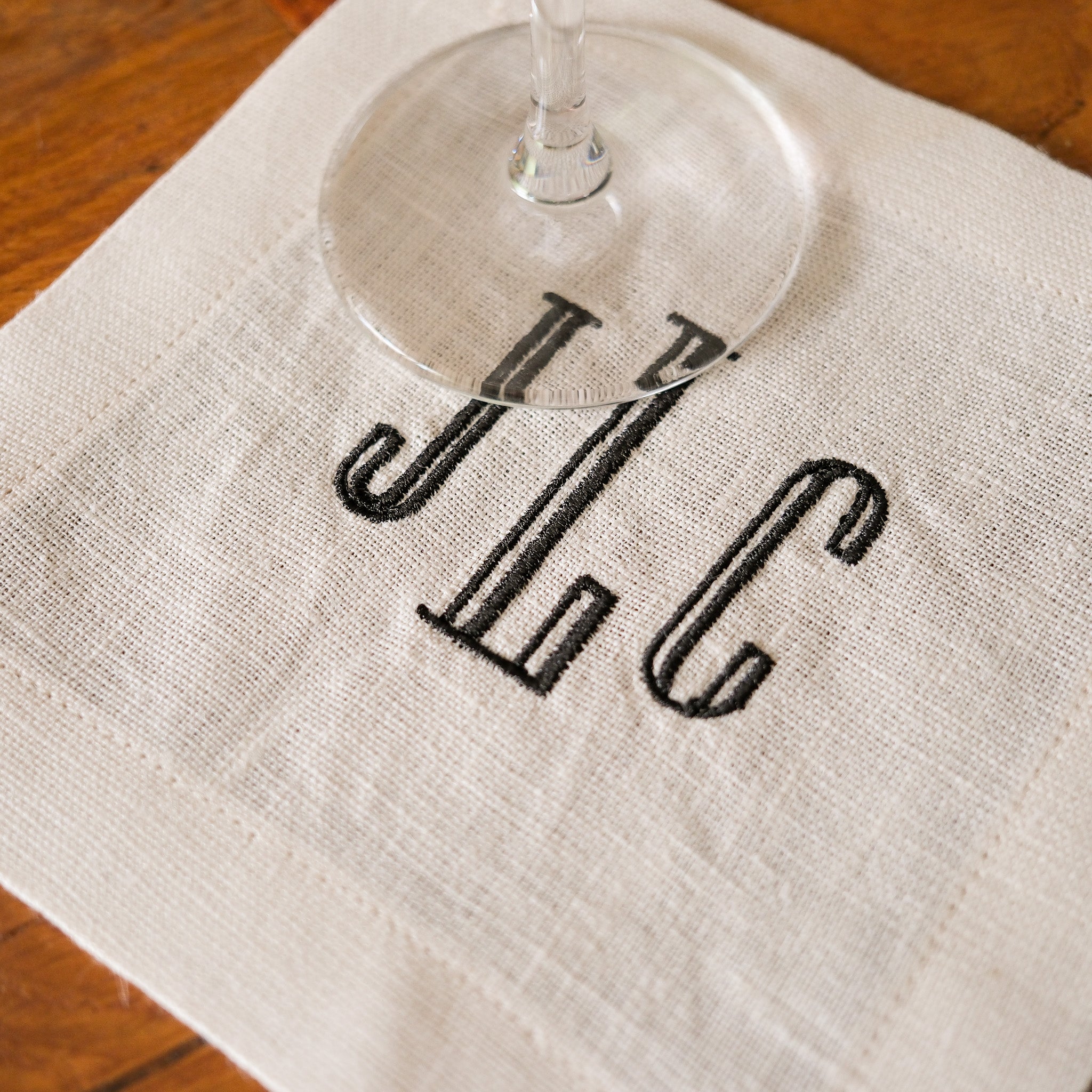 Custom Linen Cocktail Napkins, Modern Monogram Font - Set of 4