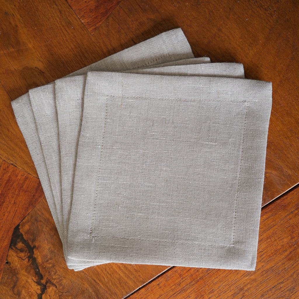 Custom Linen Cocktail Napkins, Script Initials Font - Set of 4