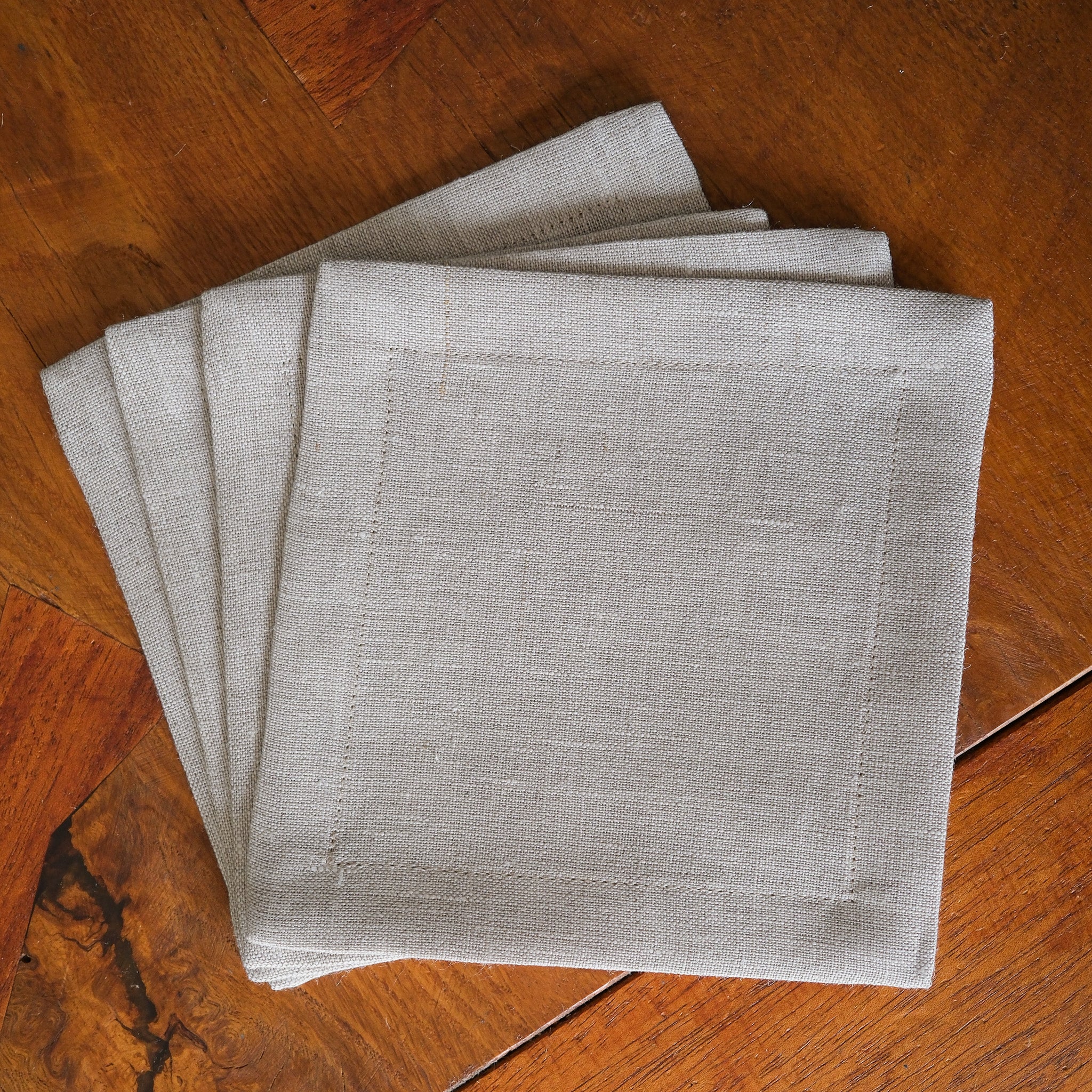 Custom Linen Cocktail Napkins, Simple Monogram Font - Set of 4