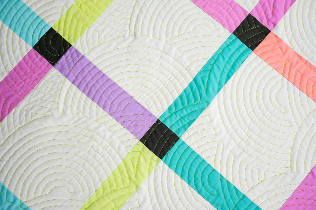 Gridline (Neon Confetti), Throw Quilt