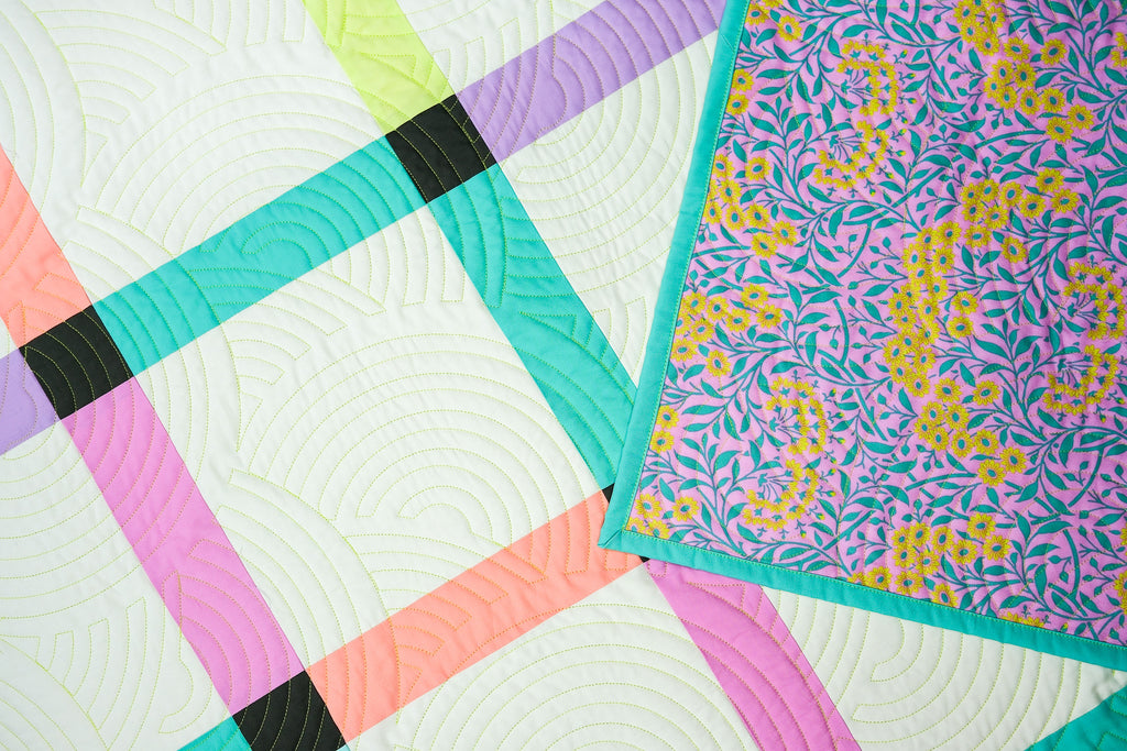 Gridline (Neon Confetti), Throw Quilt