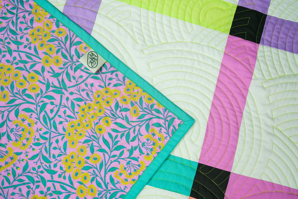 Gridline (Neon Confetti), Throw Quilt