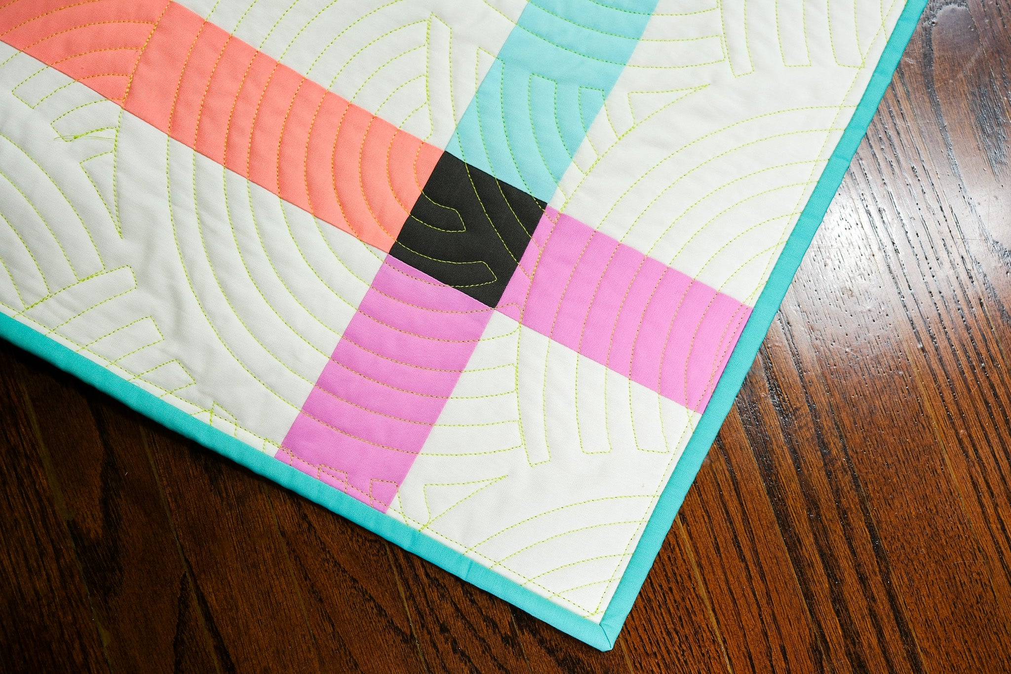 Gridline (Neon Confetti), Throw Quilt