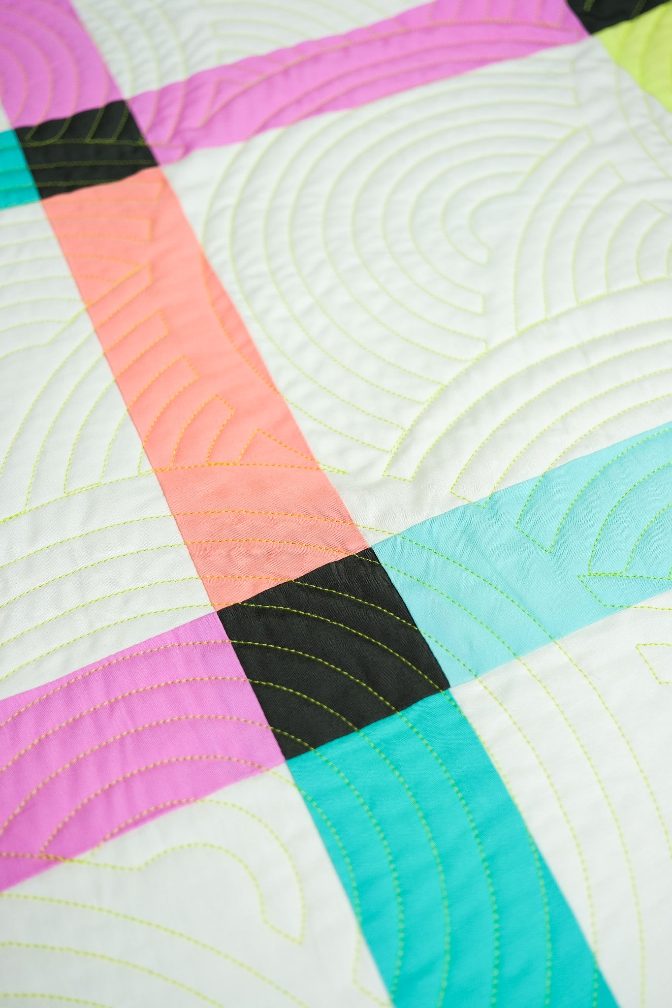 Gridline (Neon Confetti), Throw Quilt