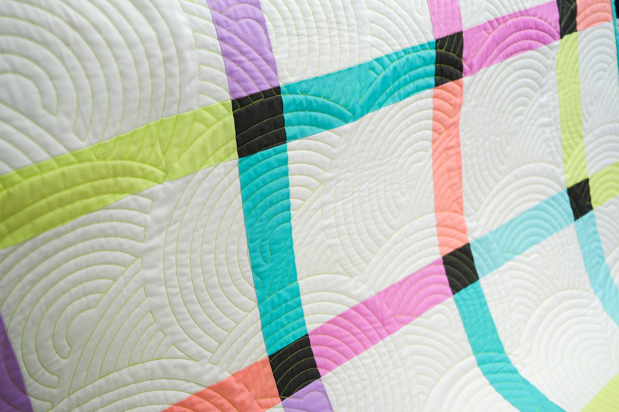 Gridline (Neon Confetti), Throw Quilt